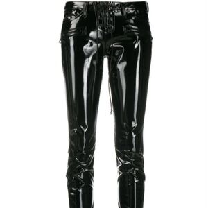 BENTAVERNITI UNRAVEL PROJECT LATEX DENIM SKINNY LACE UP JEAN 24 BLK